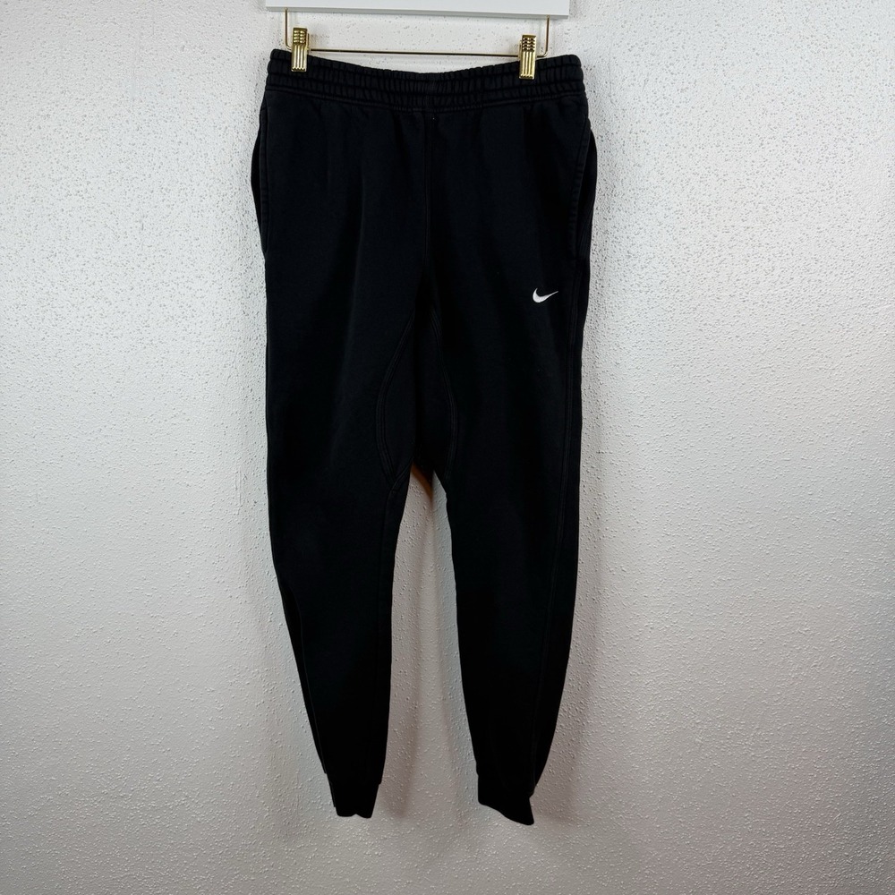 Nike Mens Black Jogger Sweatpants Cotton Knit Elastic Waist Pockets Size S